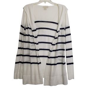 Cynthia Rowley Women's Medium Linen Blend Hooded Open Cardigan